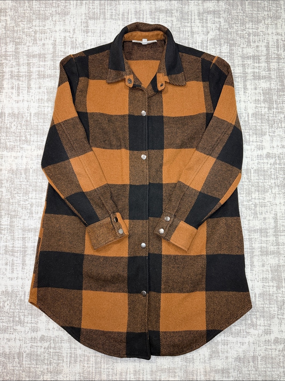 BB Dakota Black & Tan Buffalo Plaid Shacket Size Medium